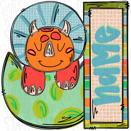 Boy Dinosaur in egg with name patch | Easter | Sublimation Design | Digital Download | Women’s, Kids Shirt PNG