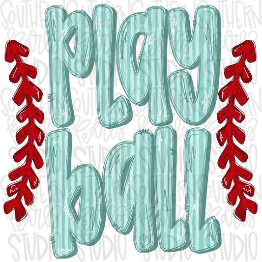 Play ball stripes and laces | softball and baseball | Go Team | PNG | Sublimation | Design Download