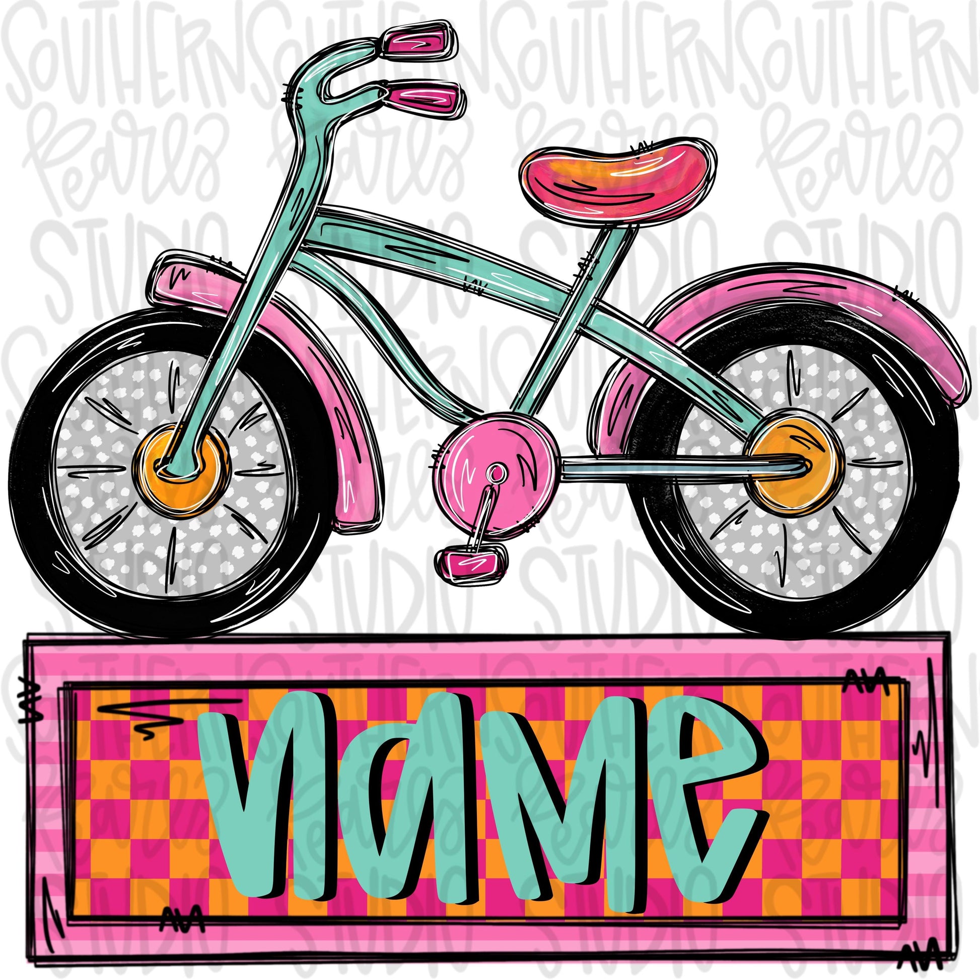 Girl bicycle with name patch | Sublimation Design | Digital Download | Women’s, Kids Shirt PNG