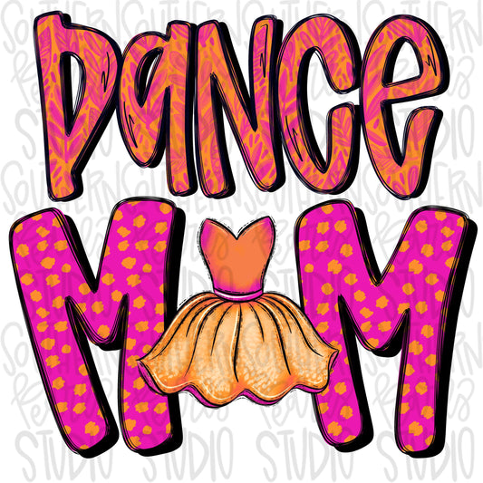 Dance Mom | bright orange and pink | tutu | Sublimation Design | Digital Download | Women’s Shirt | PNG design