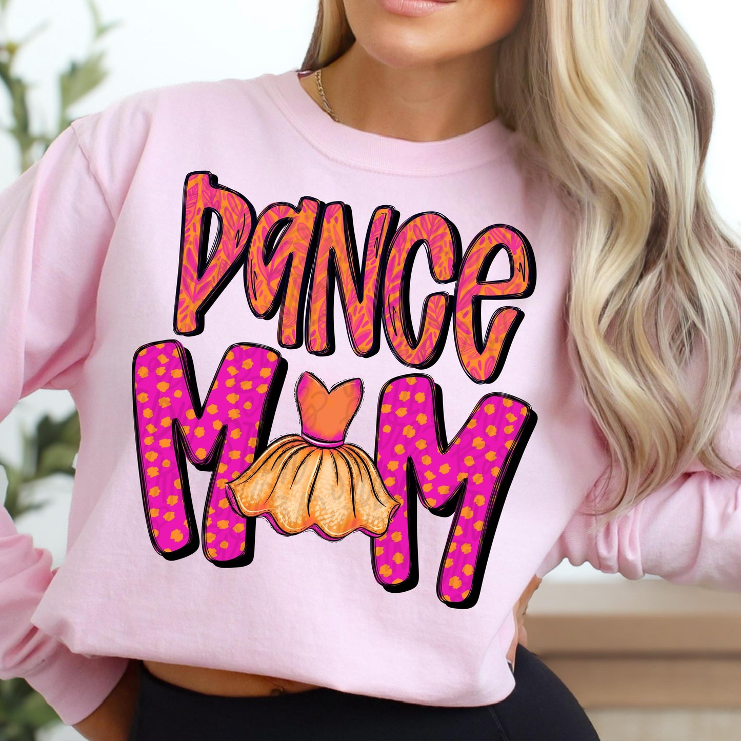 Dance Mom | bright orange and pink | tutu | Sublimation Design | Digital Download | Women’s Shirt | PNG design