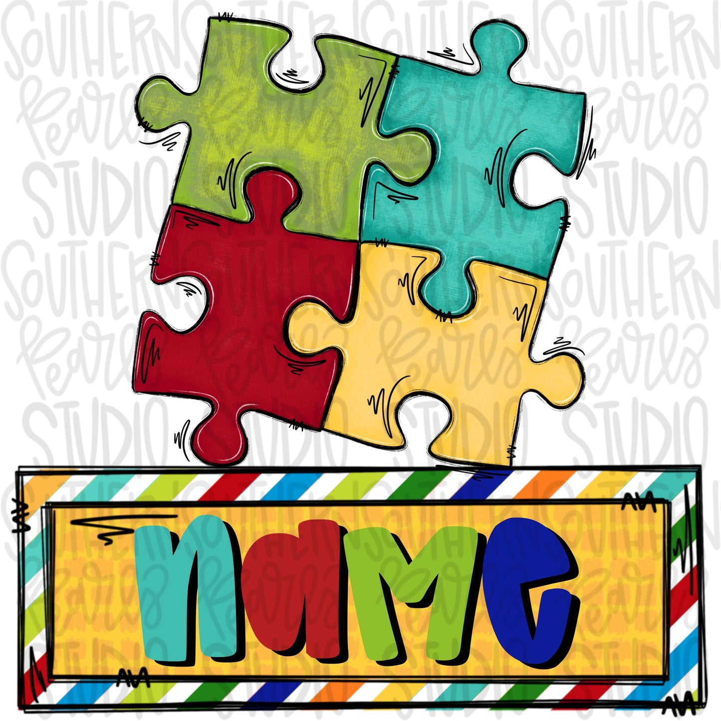 Autism puzzle with name patch | Sublimation Design | Digital Download | Women’s, Kids Shirt PNG