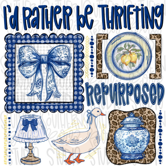 I’d rather be thrifting collage | coquette | Sublimation Design | Digital Download | Women’s, Kids Shirt PNG