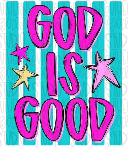 God is Good Stripes | Sublimation Design | Digital Download | Women’s, Kids Shirt PNG