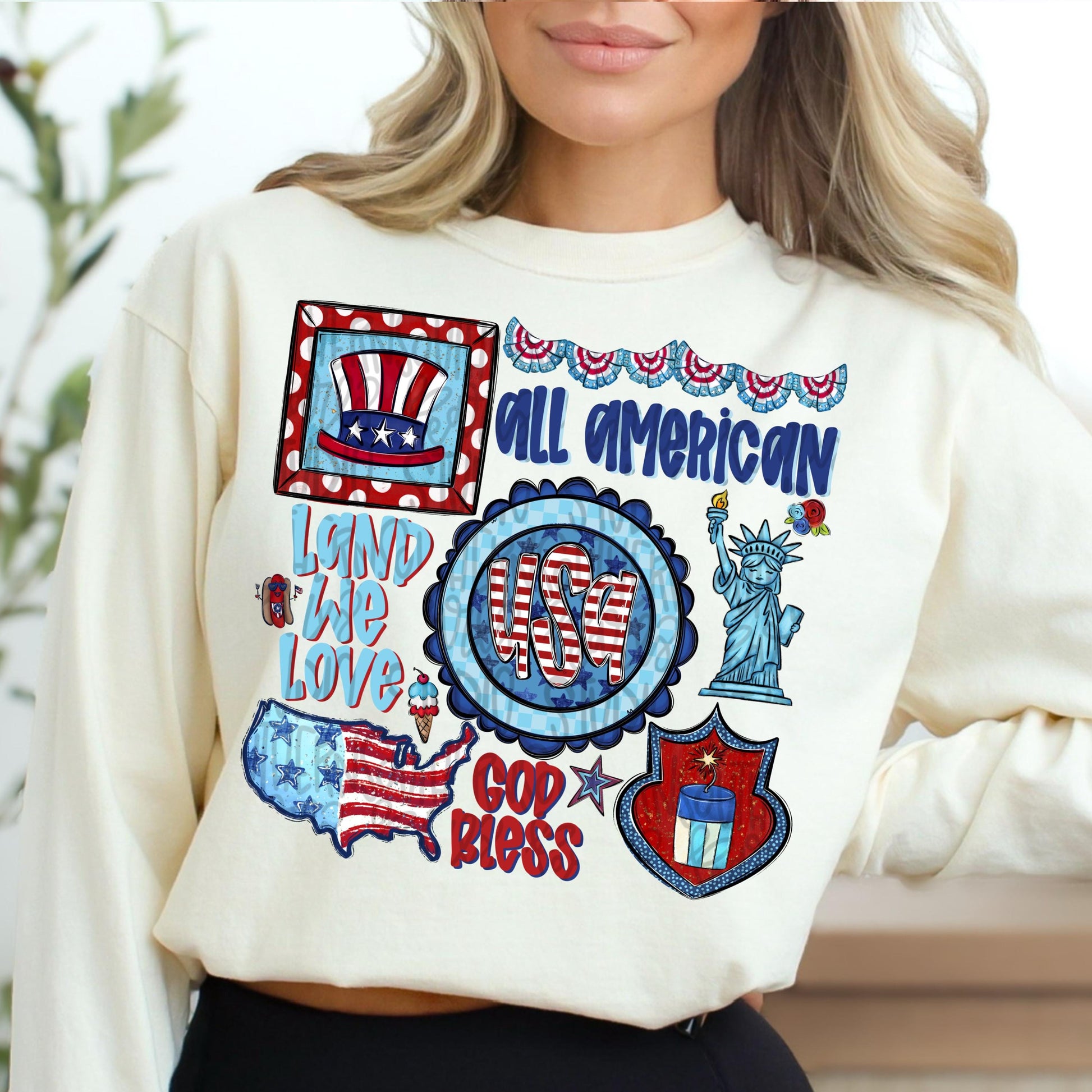 Patriotic collage | all American | land we love | Sublimation Design | Digital Download | Women’s, Kids PNG