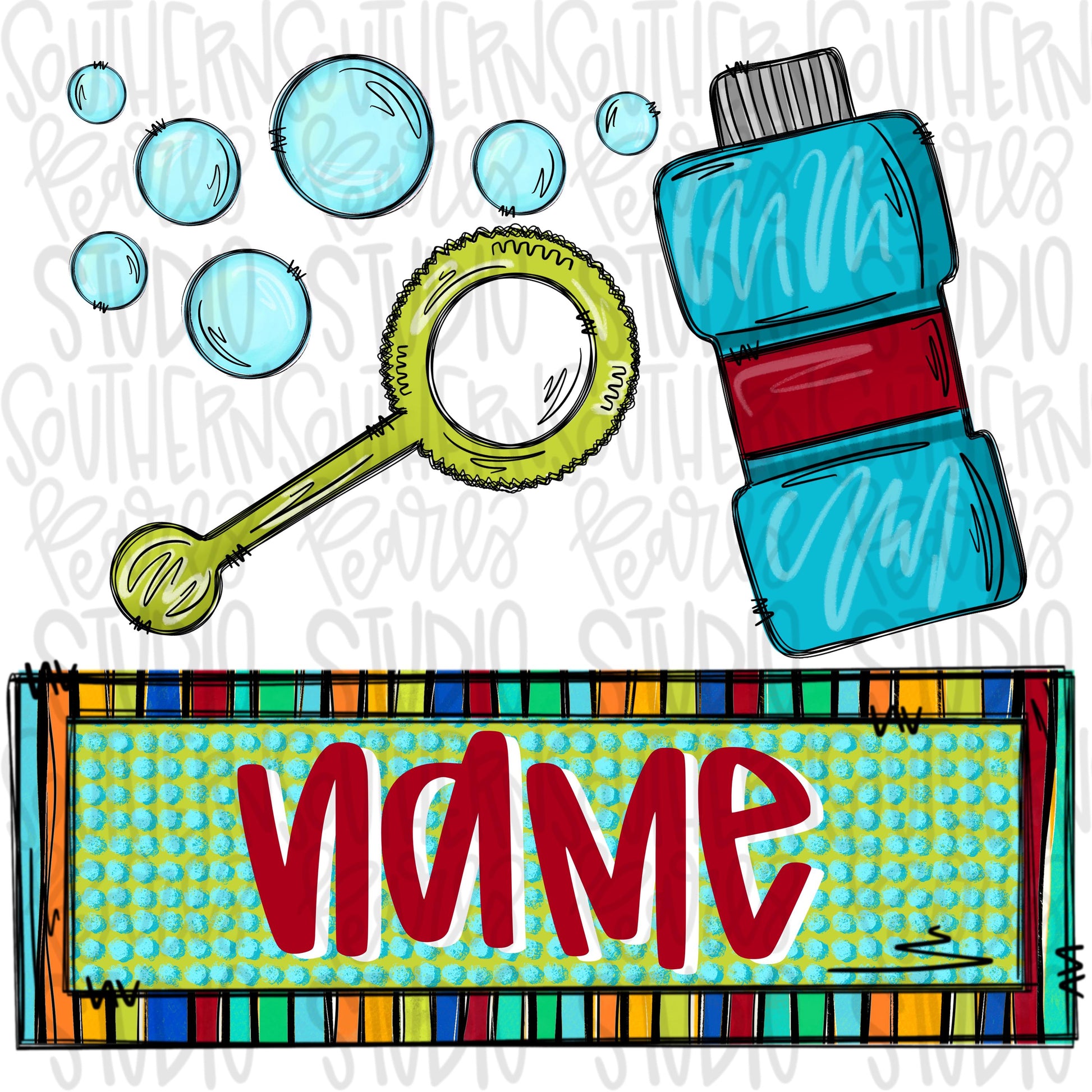 Blowing bubbles with name patch boy | Sublimation Design | Digital Download | Women’s, Kids Shirt PNG