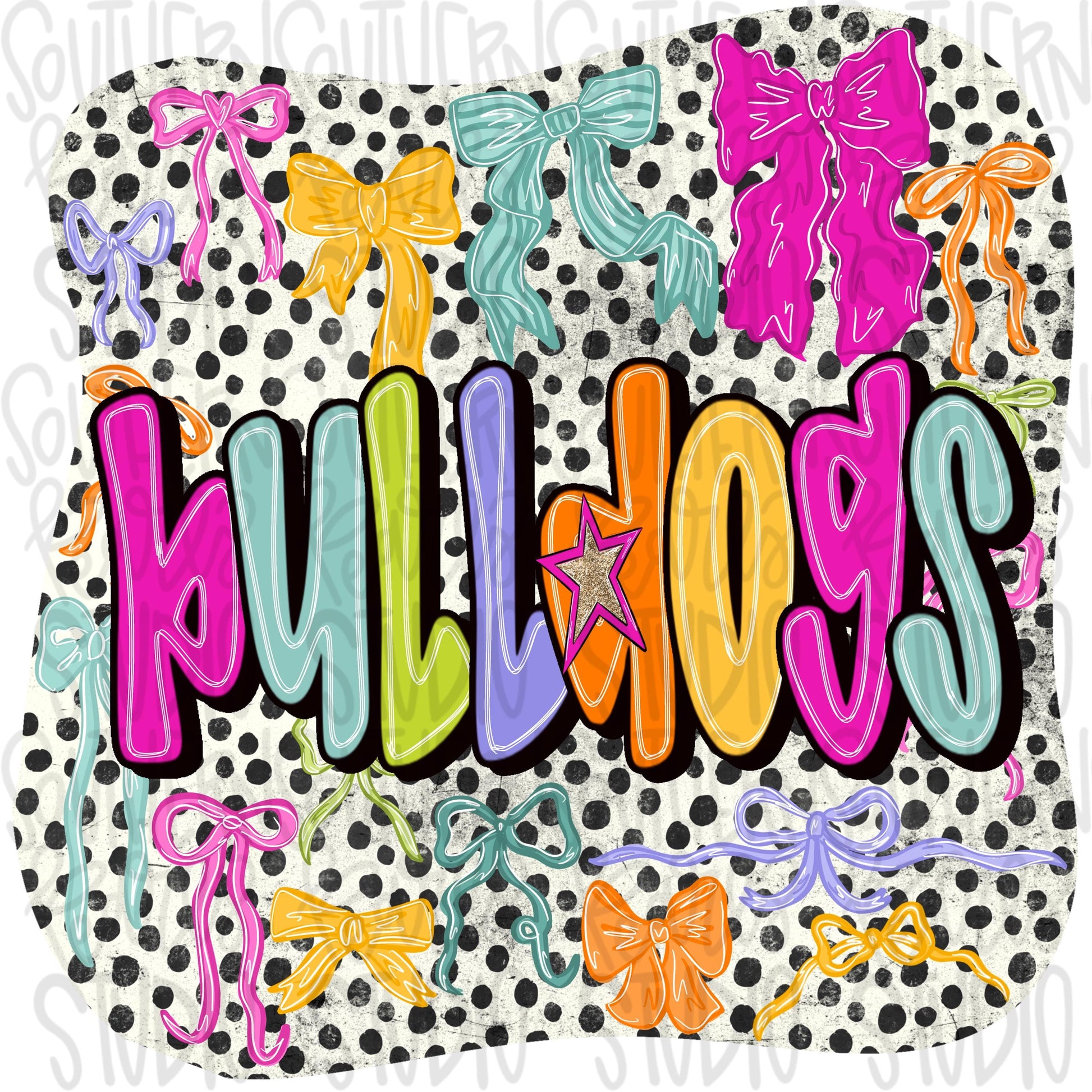 Bulldogs colorful bows | Sublimation Design | Digital Download | Women’s, Kids Shirt PNG