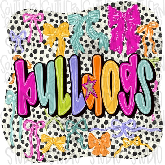 Bulldogs colorful bows | Sublimation Design | Digital Download | Women’s, Kids Shirt PNG