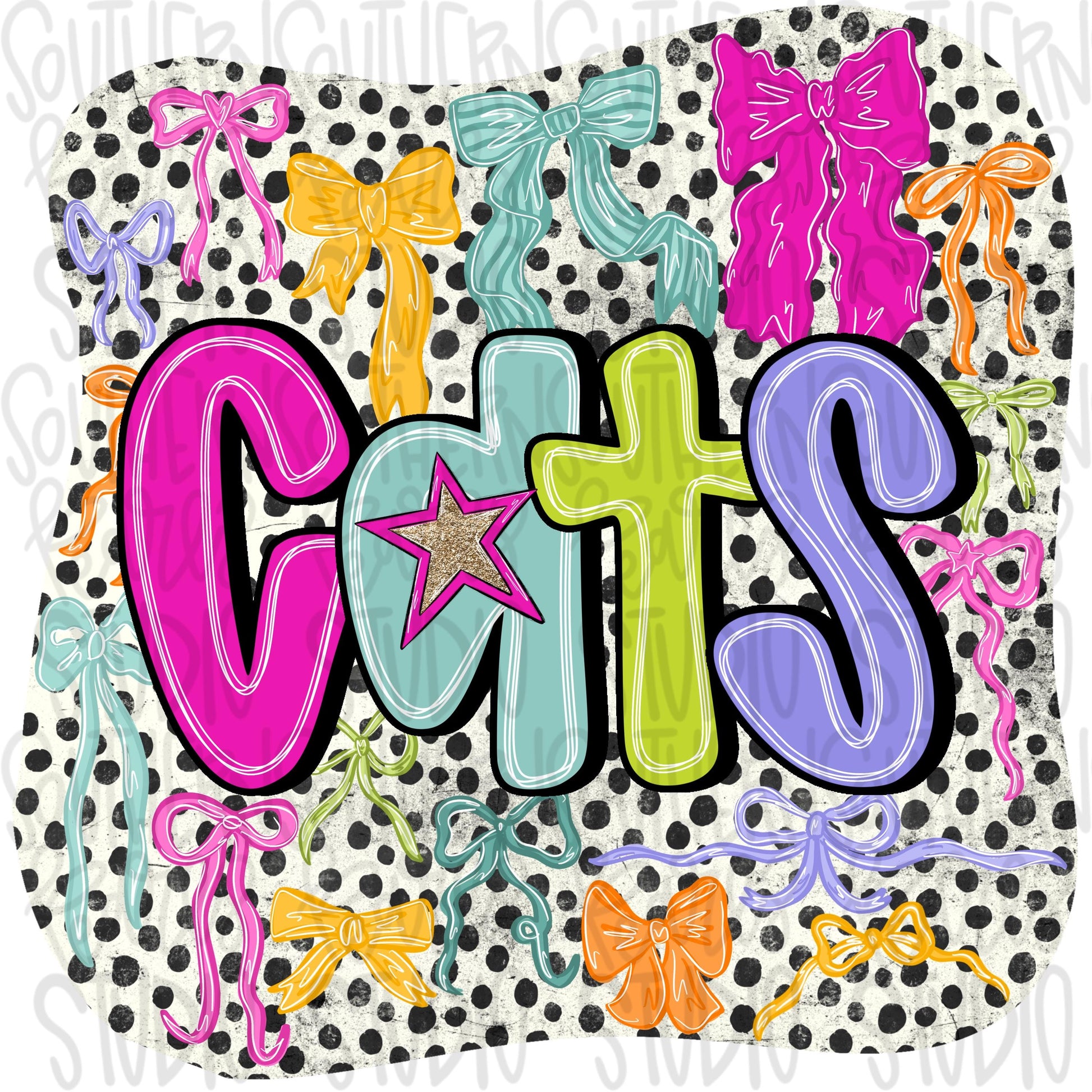Cats colorful bows | preppy coquette | Sublimation Design | Digital Download | Women’s, Kids Shirt PNG