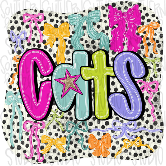 Cats colorful bows | preppy coquette | Sublimation Design | Digital Download | Women’s, Kids Shirt PNG