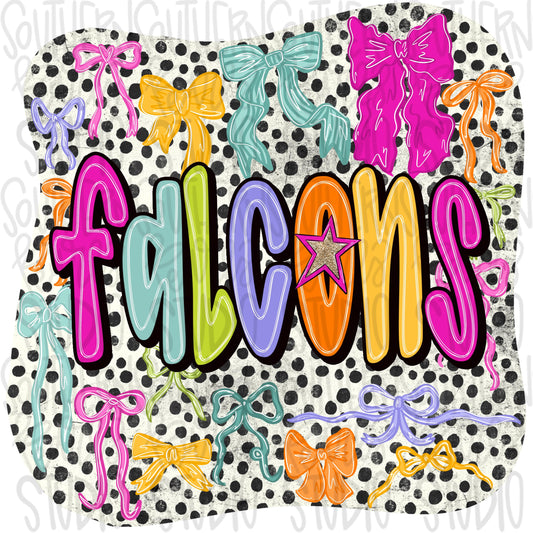 Falcons colorful bows | preppy coquette | Sublimation Design | Digital Download | Women’s, Kids Shirt PNG