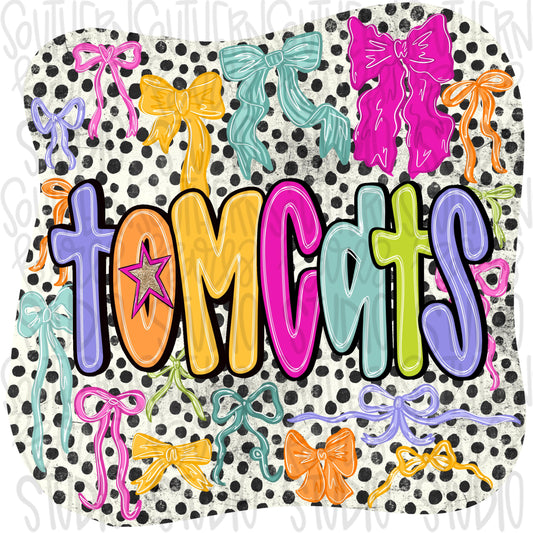 Tomcats colorful bows | preppy coquette | Sublimation Design | Digital Download | Women’s, Kids Shirt PNG