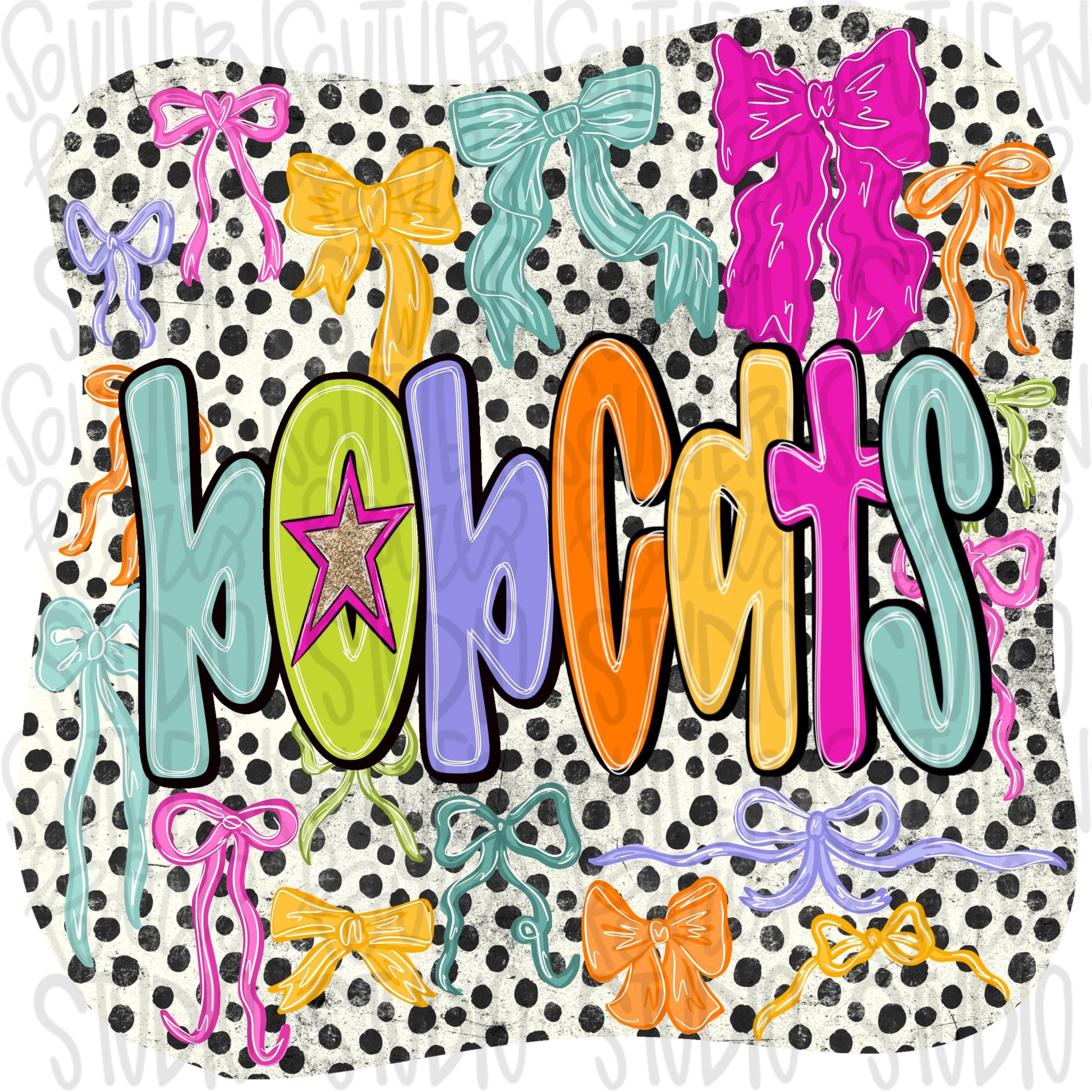 Bobcats colorful bows | preppy coquette | Sublimation Design | Digital Download | Women’s, Kids Shirt PNG