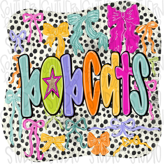Bobcats colorful bows | preppy coquette | Sublimation Design | Digital Download | Women’s, Kids Shirt PNG