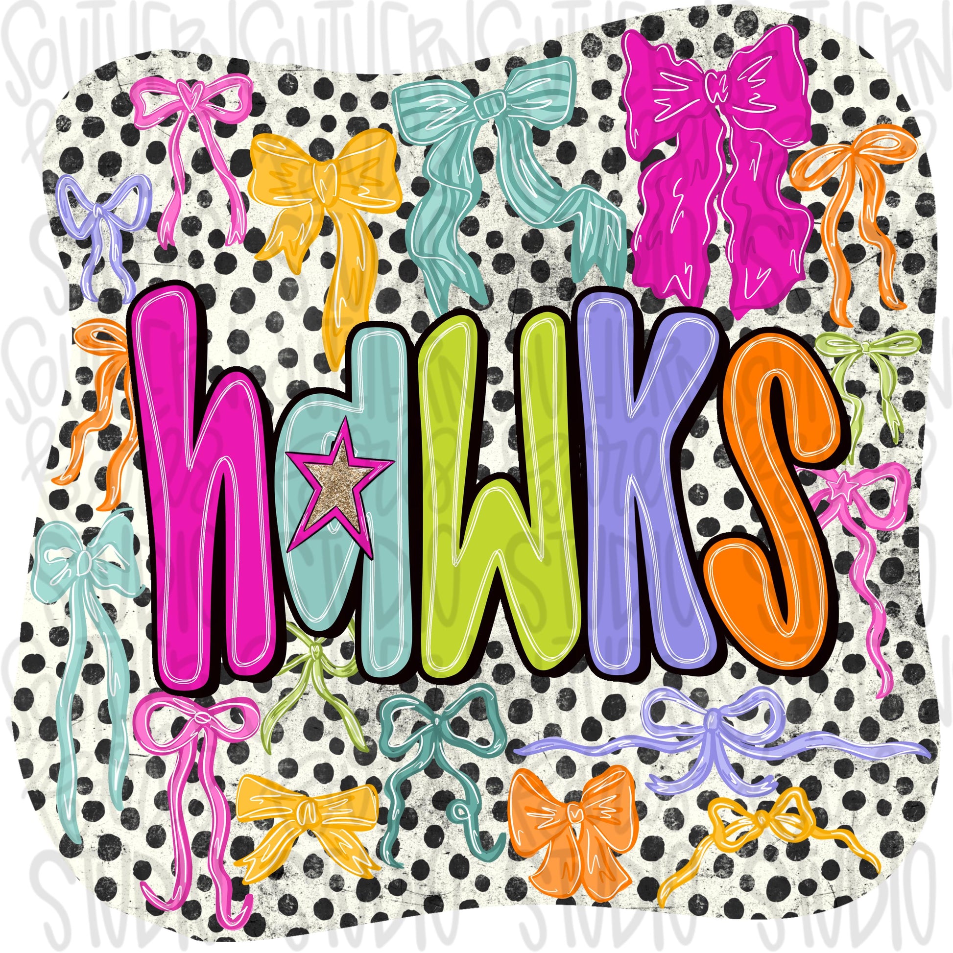 Hawks colorful bows | preppy coquette | Sublimation Design | Digital Download | Women’s, Kids Shirt PNG