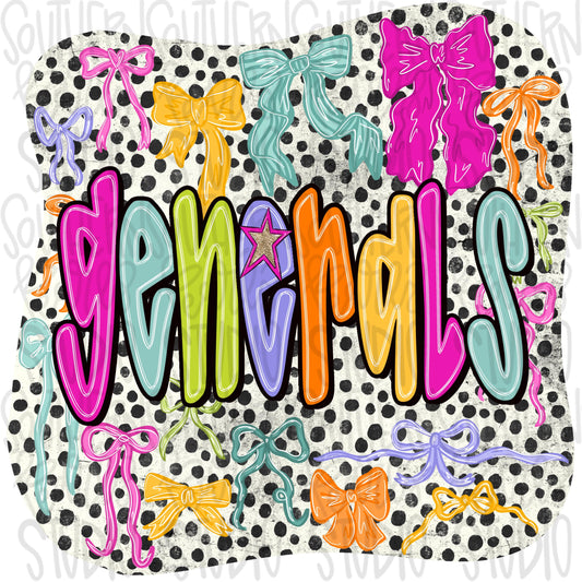 Generals colorful bows | preppy coquette | Sublimation Design | Digital Download | Women’s, Kids Shirt PNG