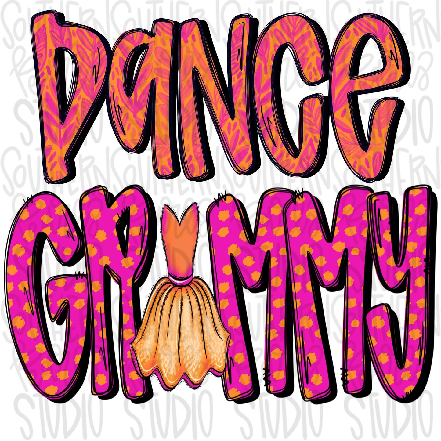 Dance Grammy | bright orange and pink | tutu | Sublimation Design | Digital Download | Women’s Shirt | PNG design