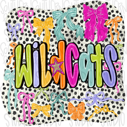 WildCats colorful bows | preppy coquette | Sublimation Design | Digital Download | Women’s, Kids Shirt PNG