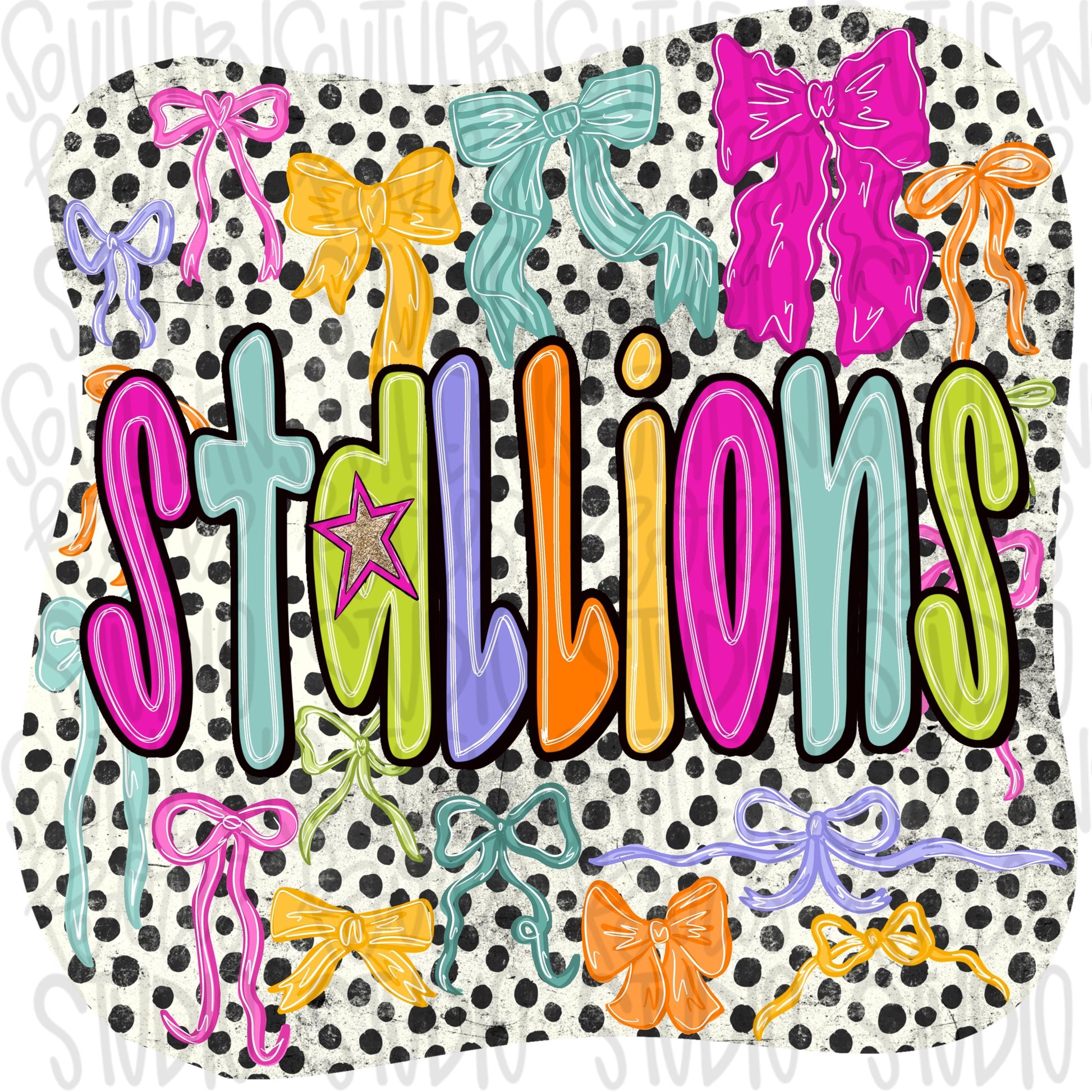 Stallions colorful bows | preppy coquette | Sublimation Design | Digital Download | Women’s, Kids Shirt PNG
