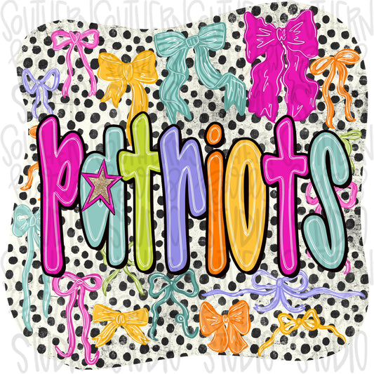 Patriots colorful bows | preppy coquette | Sublimation Design | Digital Download | Women’s, Kids Shirt PNG