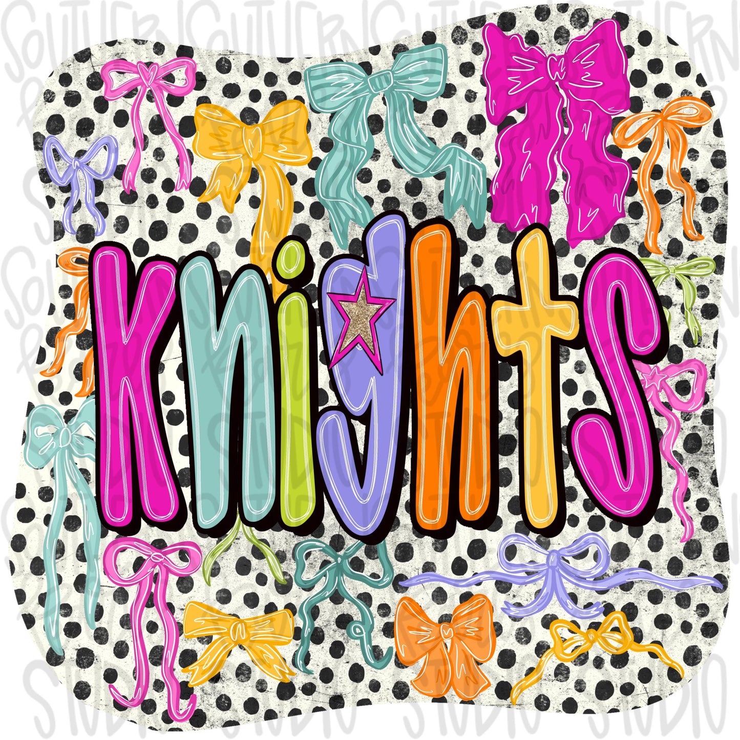 Knights colorful bows | preppy coquette | Sublimation Design | Digital Download | Women’s, Kids Shirt PNG