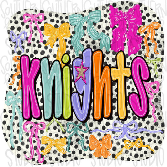 Knights colorful bows | preppy coquette | Sublimation Design | Digital Download | Women’s, Kids Shirt PNG