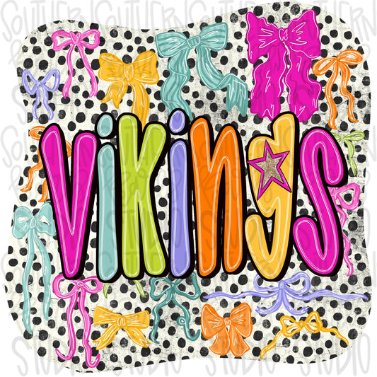 Vikings colorful bows | preppy coquette | Sublimation Design | Digital Download | Women’s, Kids Shirt PNG