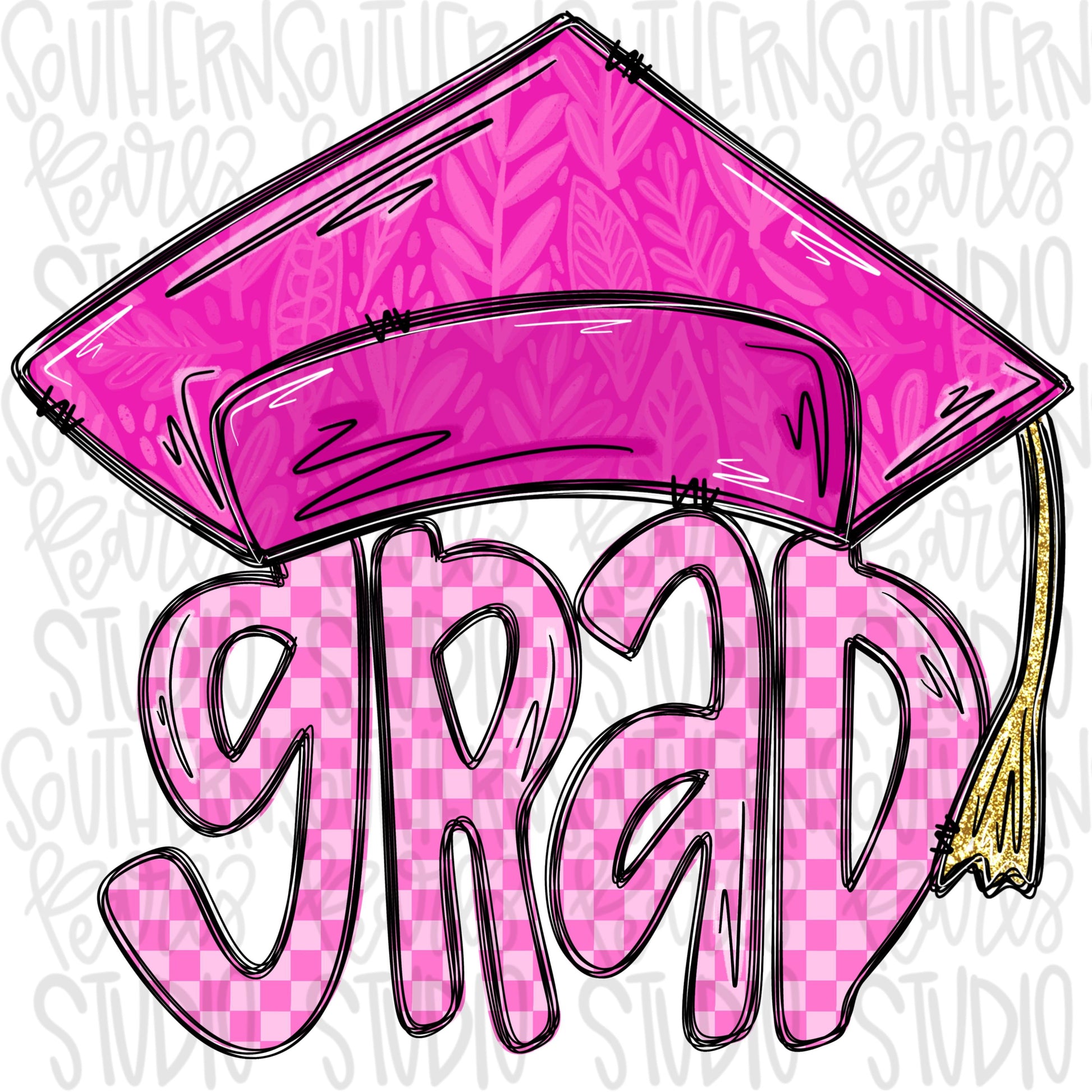 GRAD with Graduation cap pink | Senior | Preschool Kindergarten | Sublimation Design |Digital Download | PNG