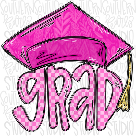 GRAD with Graduation cap pink | Senior | Preschool Kindergarten | Sublimation Design |Digital Download | PNG