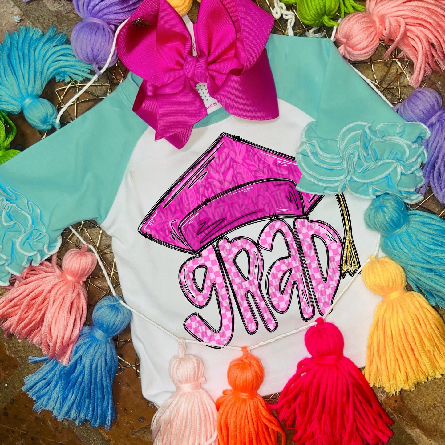 GRAD with Graduation cap pink | Senior | Preschool Kindergarten | Sublimation Design |Digital Download | PNG