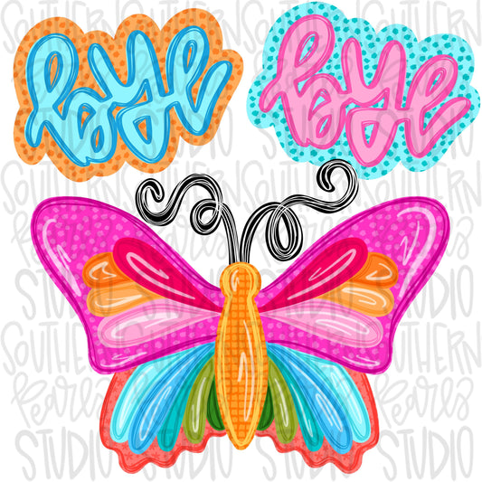 Bye bye butterfly png, bright png, preppy png, girly png, mom png, spring png, trendy png, whimsy png, Womens png, Kids png, later gator png