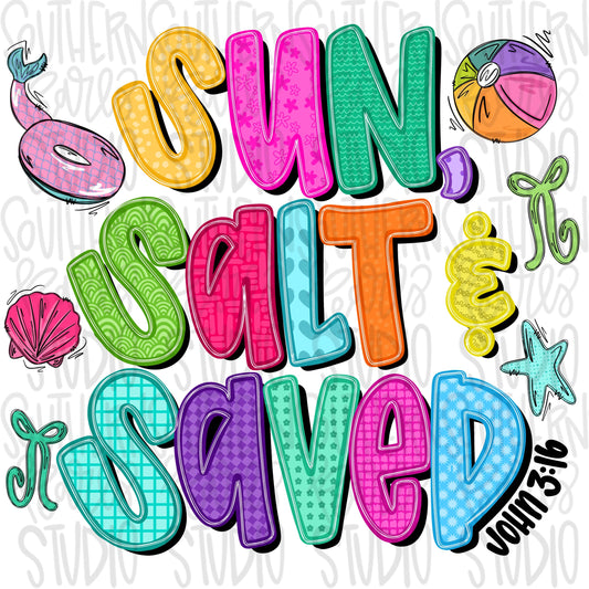Sun salt and saved png, bright png, preppy png, girly png, mom png, summer png, trendy png, whimsy png, Womens png, Kids png, beach png