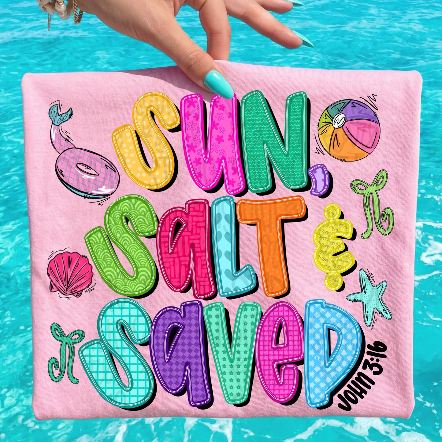 Sun salt and saved png, bright png, preppy png, girly png, mom png, summer png, trendy png, whimsy png, Womens png, Kids png, beach png