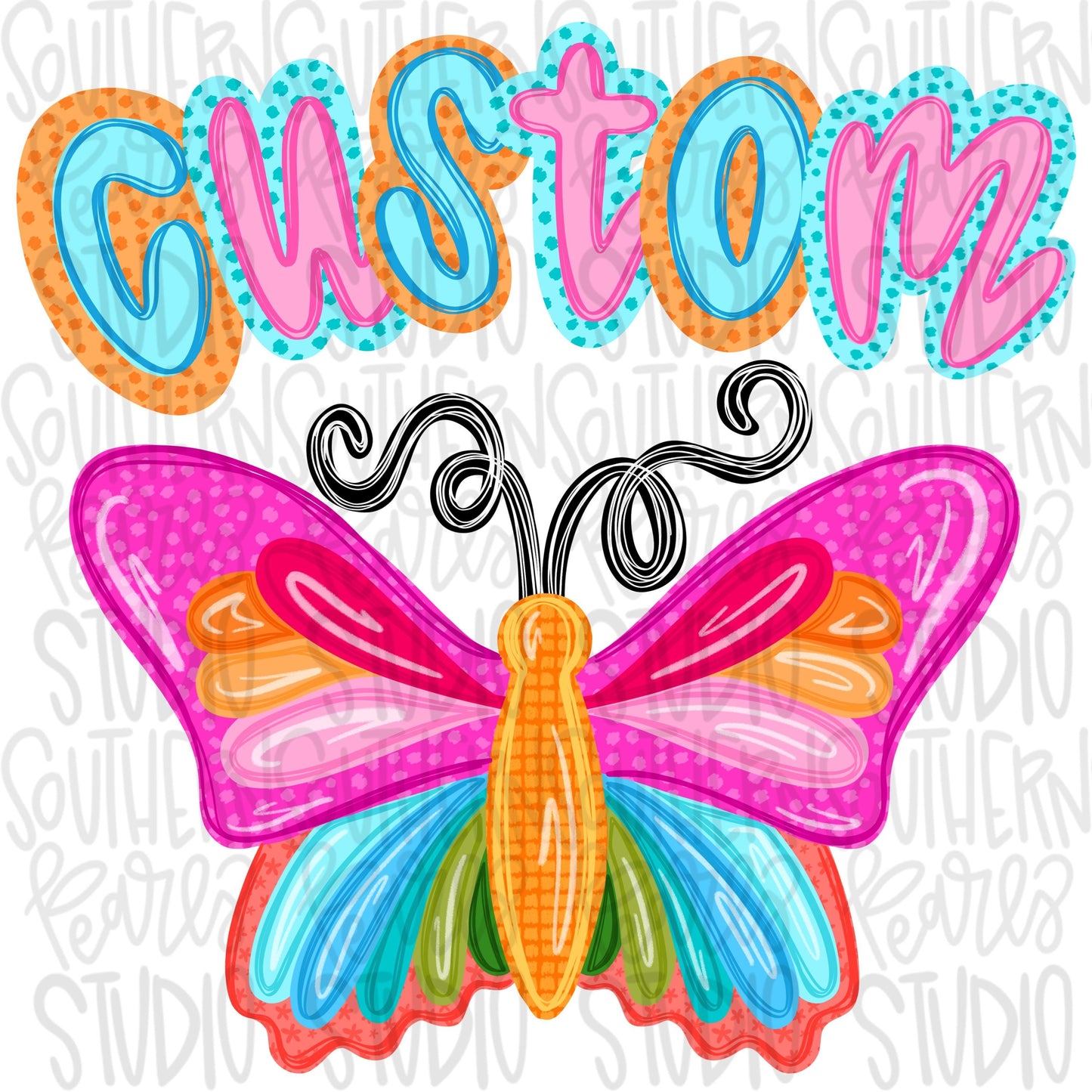 Custom name butterfly png, bright png, preppy png, girly png, mom png, spring png, trendy png, whimsy png, Womens png, later gator png