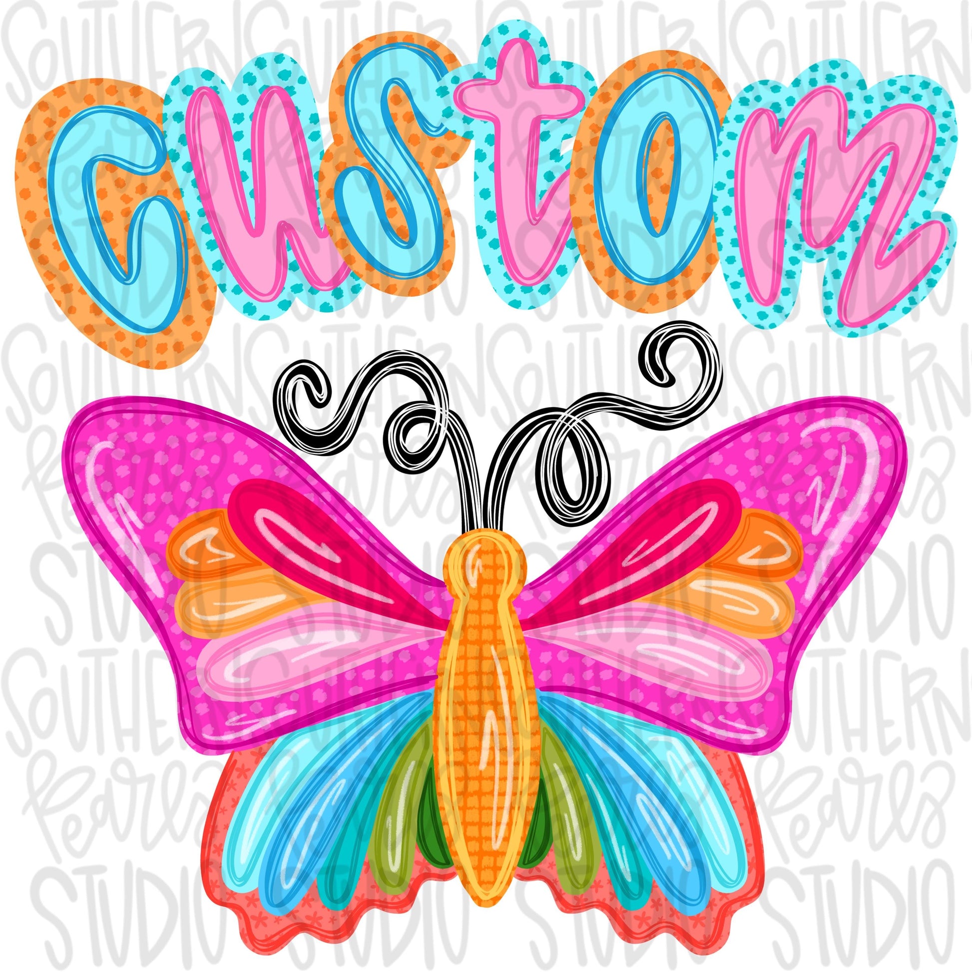 Custom name butterfly png, bright png, preppy png, girly png, mom png, spring png, trendy png, whimsy png, Womens png, later gator png