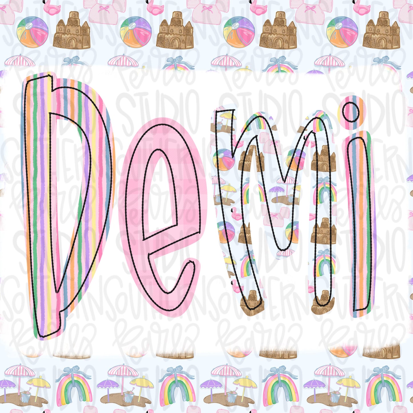 Jubilee Alpha Set Girl | summer alpha, beach alpha, striped alpha, gingham alpha | PNG Font | Sublimation Design | Digital Download