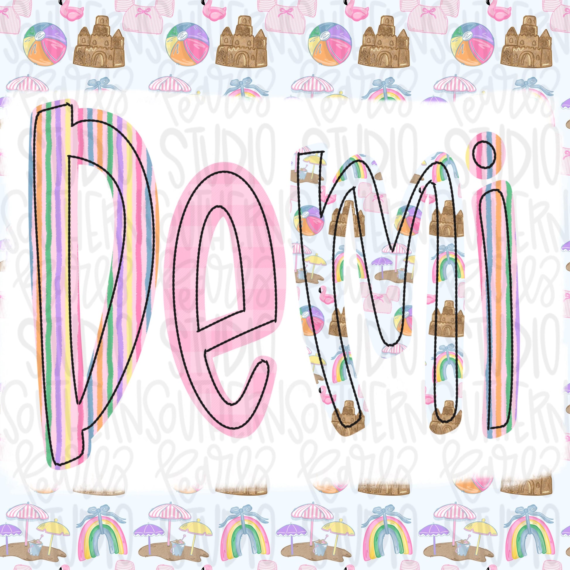 Jubilee Alpha Set Girl | summer alpha, beach alpha, striped alpha, gingham alpha | PNG Font | Sublimation Design | Digital Download