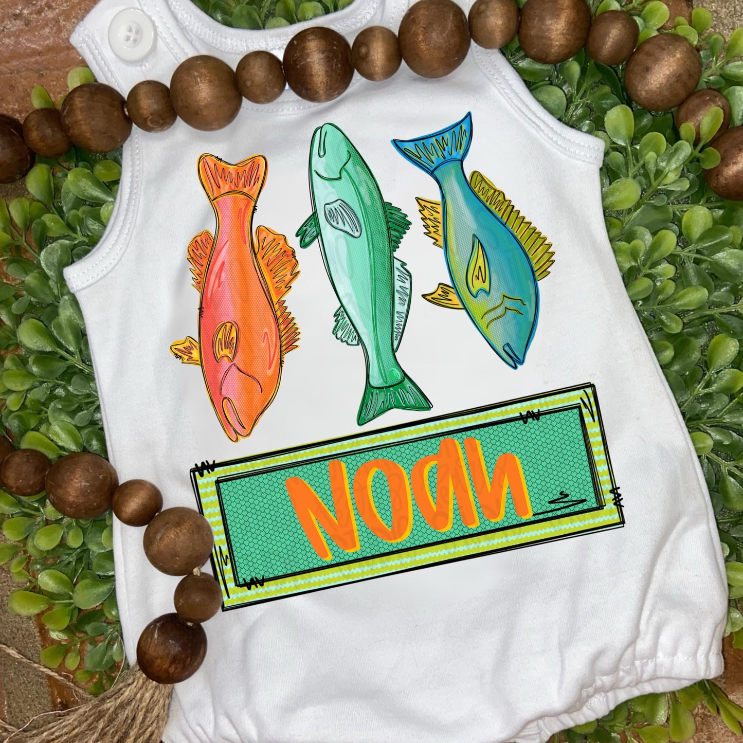 Fish trio with name patch boy png, Bible verse png, girly png, spring png, trendy png, whimsy png, Womens png, Kids png, later gator png