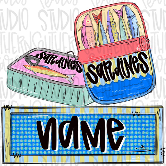 Sardines with name patch girl colors png, girly png, spring png, trendy png, whimsy png, Womens png, Kids png, later gator png