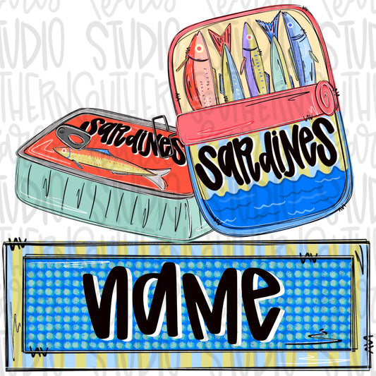 Sardines with name patch boy colors png, girly png, spring png, trendy png, whimsy png, Womens png, Kids png, later gator png