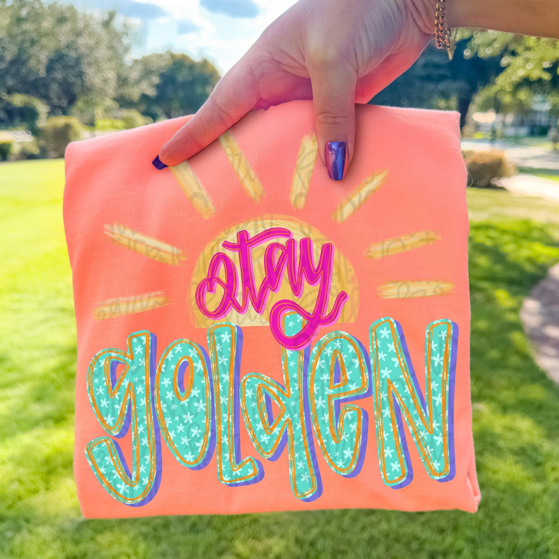 Stay golden sunshine png, girly png, spring png, trendy png, whimsy png, Womens png, Kids png, later gator png