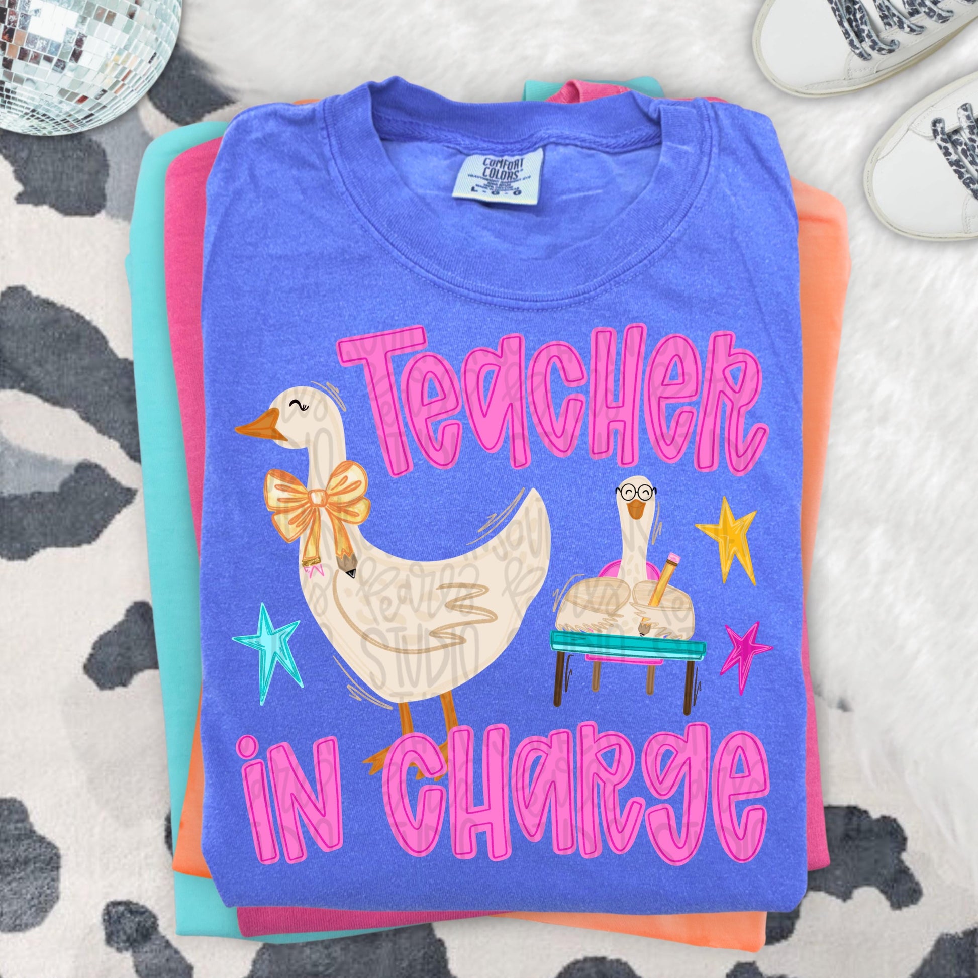 Teacher goose in charge png, bright png, preppy png, girly png, spring png, trendy png, whimsy png, Womens png, Kids png, later gator png