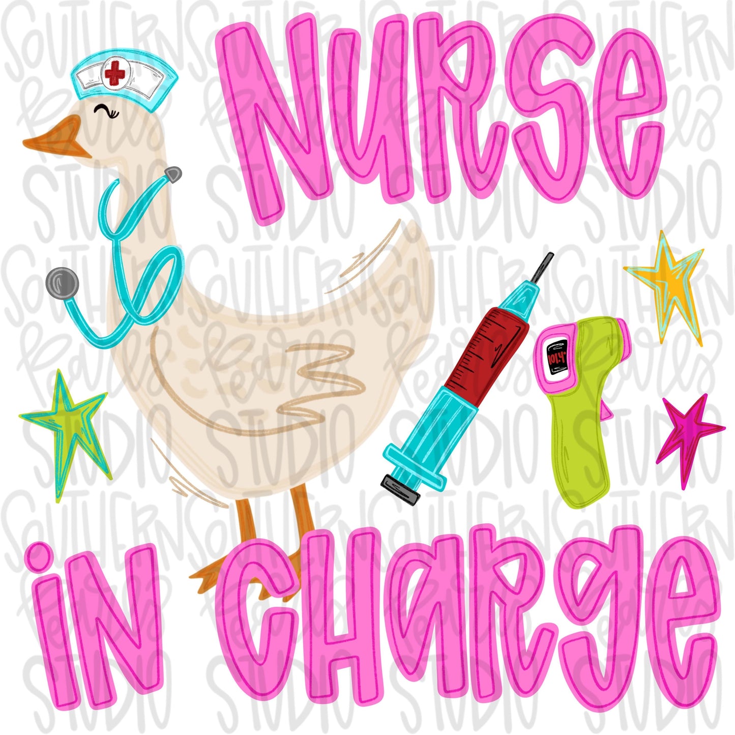 Nurse goose in charge png, bright png, preppy png, girly png, spring png, trendy png, whimsy png, Womens png, Kids png, later gator png