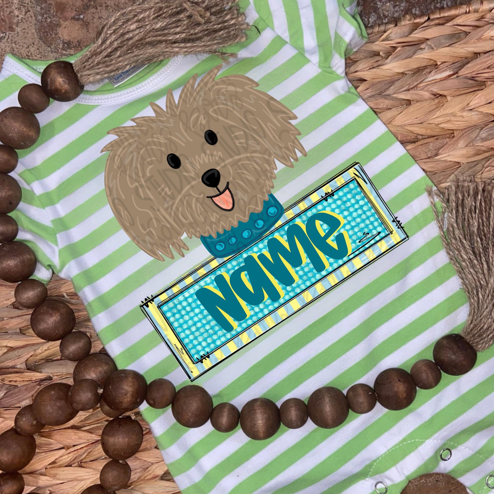 Boy dog with collar and name patch png, bright png, trendy png, whimsy png, viral png, summer png, Digital Download png