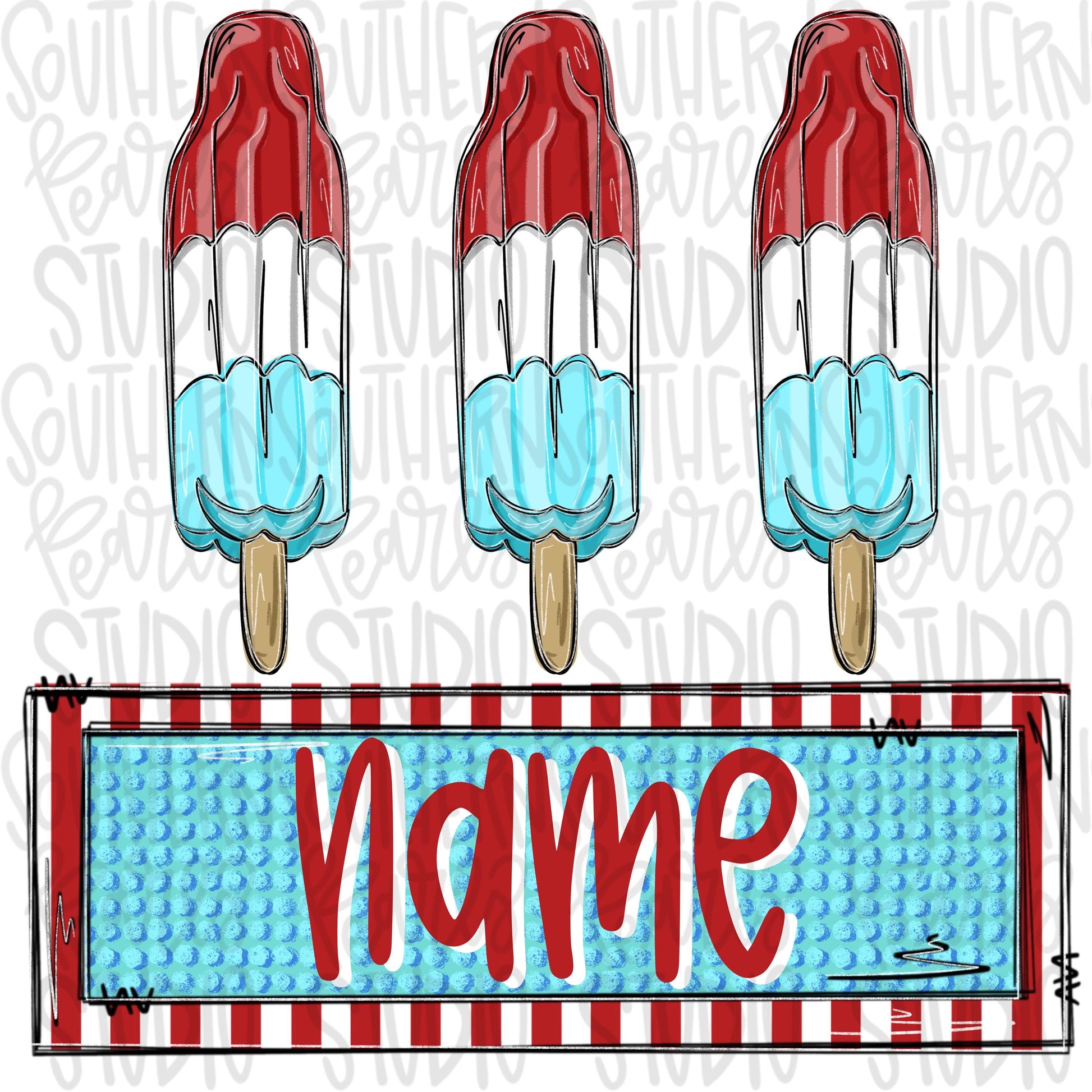 Bomb pop trio with name patch boy | red white and blue | Freedom | Patriotic | Sublimation Design | Digital Download | Kids | PNG