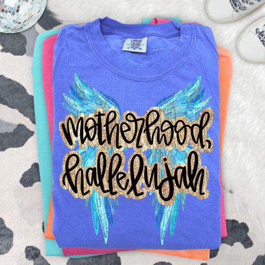 Motherhood hallelujah png, angel wings png, mom png | Sublimation Design | Digital Download | Women’s, Kids Shirt PNG