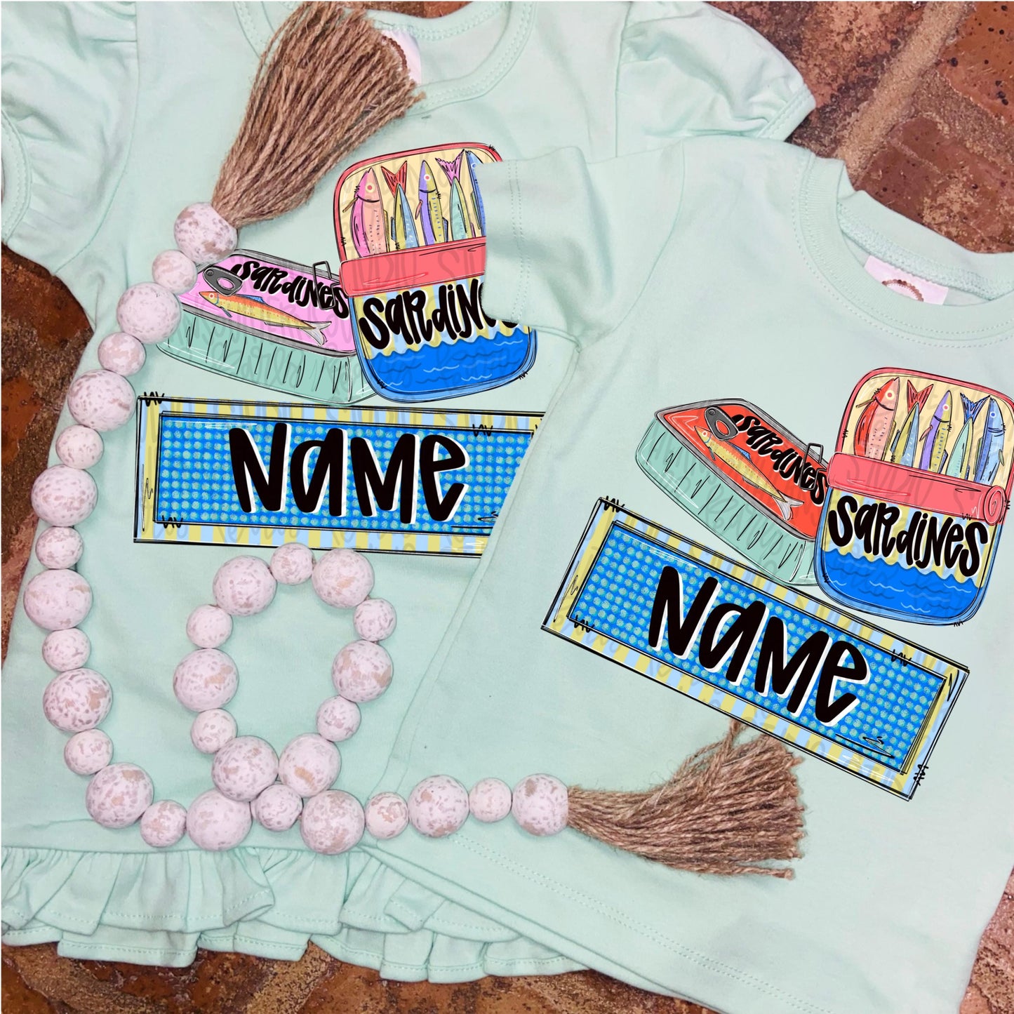 Sardines with name patch boy colors png, girly png, spring png, trendy png, whimsy png, Womens png, Kids png, later gator png