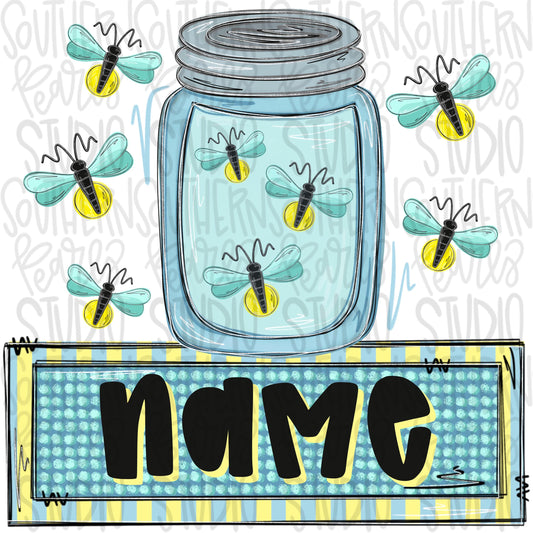 Fireflies in mason jar with name patch png, girly png, spring png, trendy png, whimsy png, Womens png, Kids png, later gator png