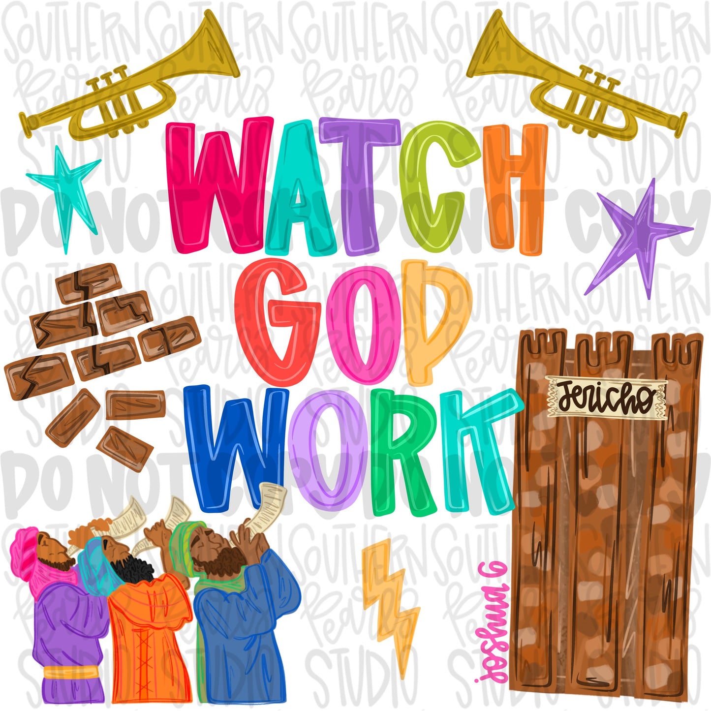 Watch God work png, Joshua and the walls of Jericho came tumbling down png, bright png, trendy png, viral png, Digital Download png graphic