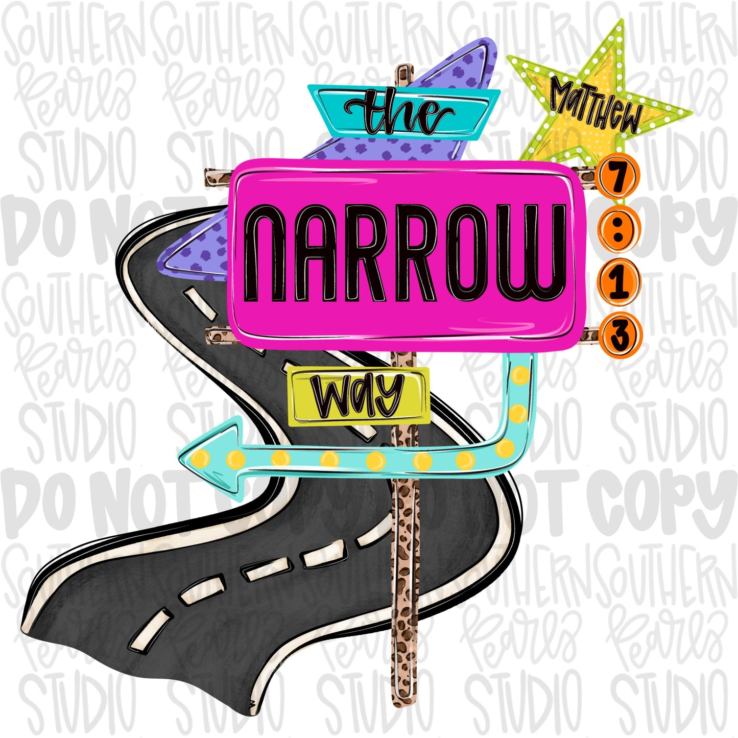 The narrow way png, front and back designs, motel sign png, bright png, trendy png, viral png, Digital Download png graphic